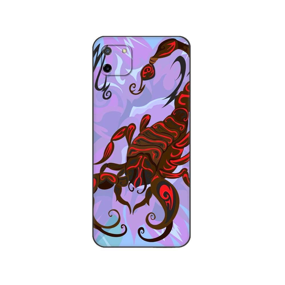 Czarne etui TPU dla OPPO Realme C11 Etui dla Realme C 11 RealmeC11 Tył RMX2185 Etui Pokrowiec Bumper Zwierzę Krab Skorpion