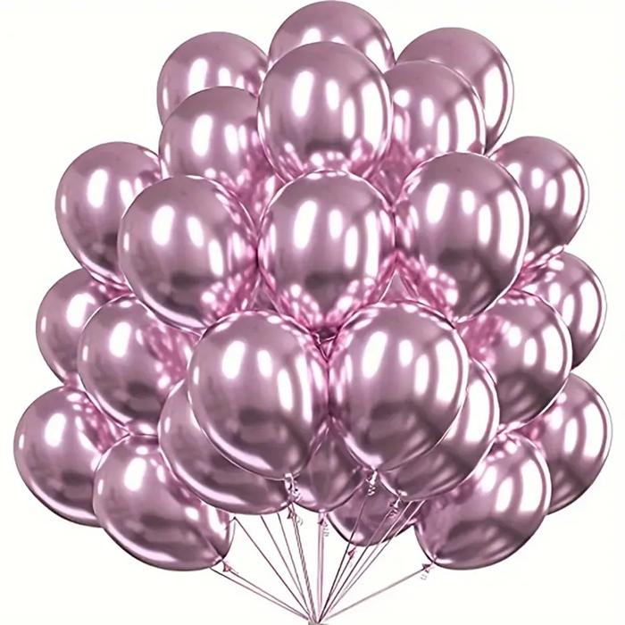 100 Stück Metallische Latexballons Groß 30cm Chrom Geburtstag