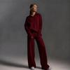 2026 Fashion Amazon TikTok Cross-border Europe and the United States Solid Color Autumn and Winter Suit Polo Collar Wide Leg Pants Two-piece Set Women
