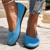 Women's Casual Round Toe Slip-On Knit Flats: New Color, Breathable, Hollow Design
