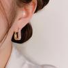 Sweet and Light Luxury Square Buckle Earrings for Women Cold Style High-end French Versatile Diamond Earrings