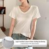 Women's V-neck Short Sleeve Summer Loose Fit T-shirt
