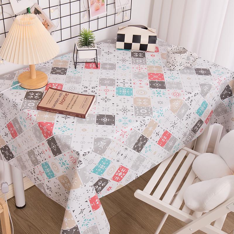 Mantel de PVC Impermeable y a Prueba de Aceite Estilo Nórdico - Rectangular, Diseño Artístico, Fácil de Limpiar, Mantel para Mesa de Comedor/Café