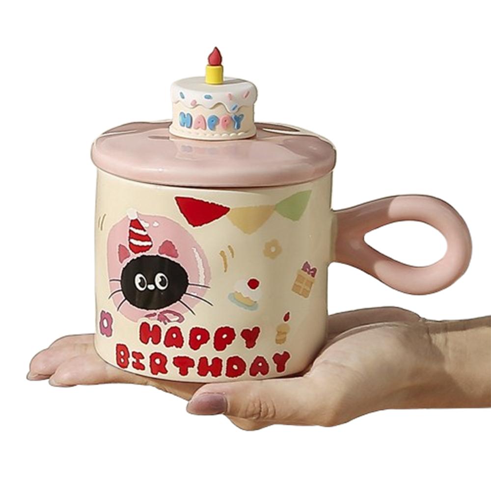 

Happy Birthday Gift Cat Ceramic Mug Creative Cartoon Water Cup Gift Ceramic Coffee Mug Drinkware розовый