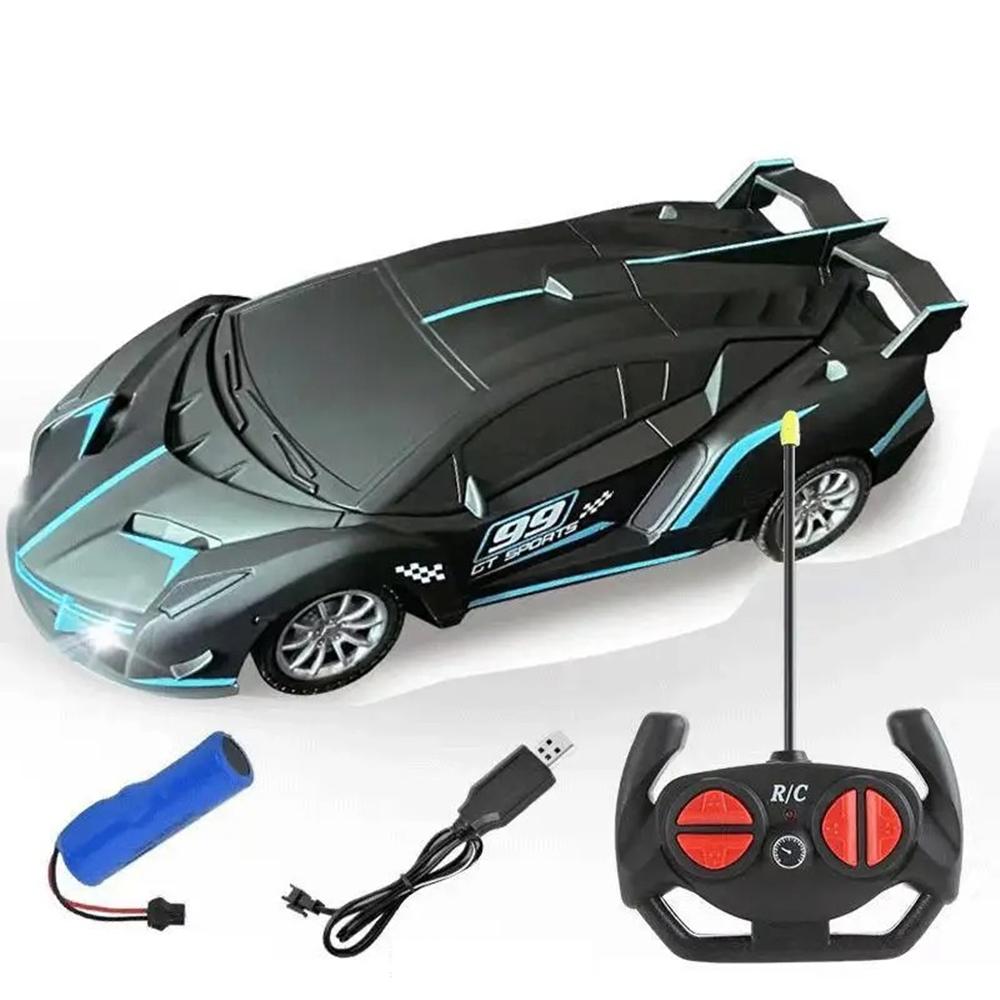 Remote Control Car For Kids With Led Lights & Controller, Electric Racing Vehicle For 3+ Years Old Boy And Girl Birthday Gift