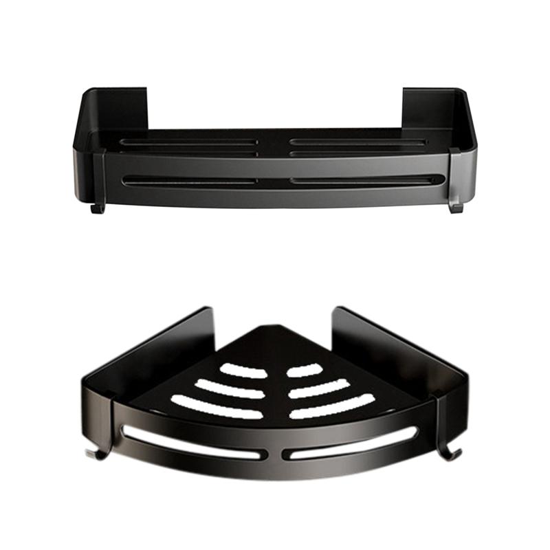 Punch-free Bathroom Shelf Space Aluminum Corner Shelves Suction Cup Triangle Basket Shower Rack For Bathroom Accessories