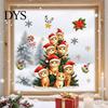 Christmas Party Supplies Static Window Clings, Orange Cat Tree Glass Stickers, Santa Hat Kitten Stickers Xmas Decals, Reusable Festive Holiday