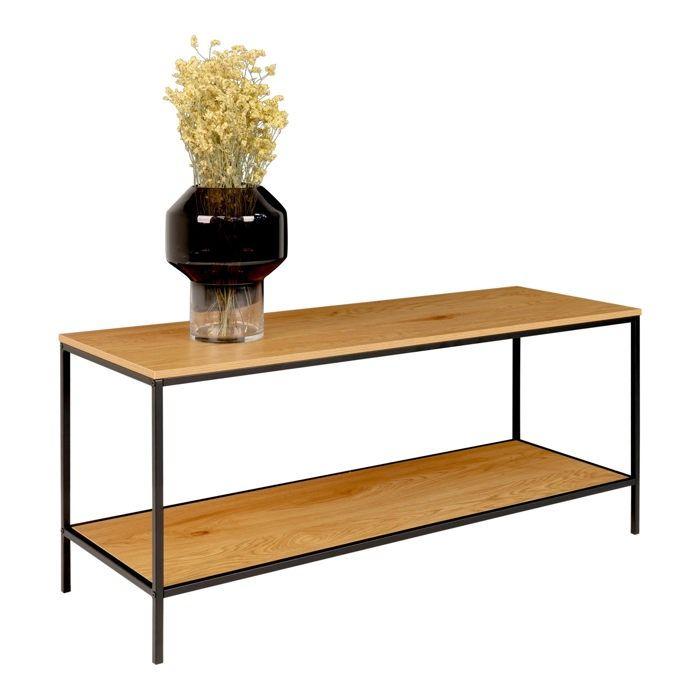 Black Steel TV Cabinet and Black Wood Top - ALTOBUY - Harald - Industrial - Loft - Rectangular
