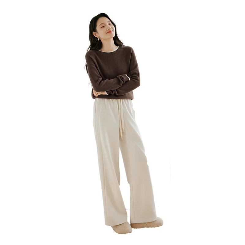 Xiangying Women s Round Neck Wool Blend Pullover Sweater M