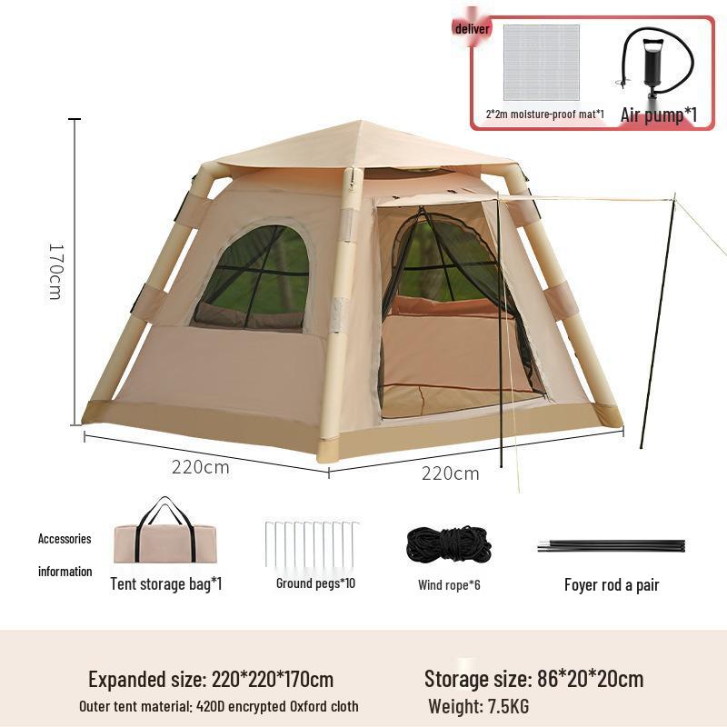 Portable Rainproof 3-5 Person Inflatable Tent - Fully Automatic Outdoor Camping Gear