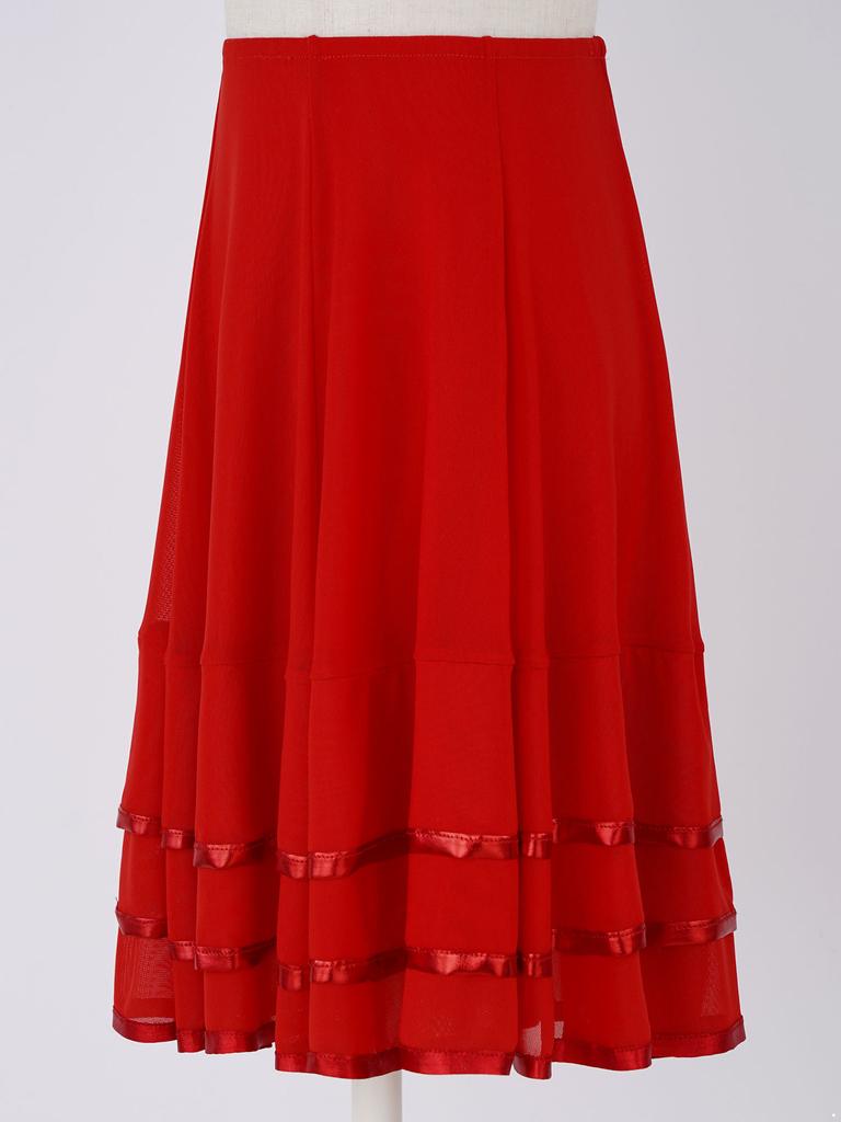 Dívčí elastický pas Volánová taneční sukně Pruhovaná síťovina Jednobarevný design Stylová tréninková sukně