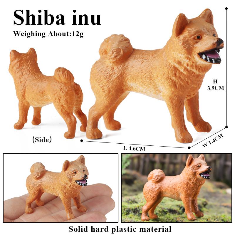 Oenux Dog Animals Model Bulldog Corgi Shiba Inu Husky Pug Schnauzer Chihuahua Puppy Figurines PVC Cute Collection Toy Kid Gift