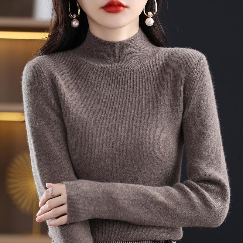 Siping Stitch Women's Half-High Collar Sweater: Autumn/Winter Slimming Knitwear