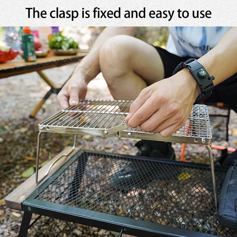Stainless Steels Grilling Grate BBQ Table Camping Table Foldable Camping Table Outdoor Folding Table Barbecue Table