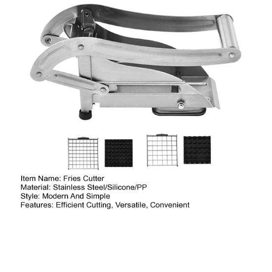 French Fry Cutter Stainless Steel Potato Chip Cutter with No-Slip Suction Base Versatile Vegetable Slicer for Potatoes Carrots Cucumbers