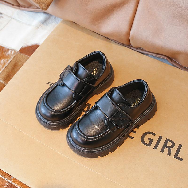 Classic Children's Leather Shoes Simple Black Shoes for Boys Versatile Formal Kids Fashion Girls School Performance Flat Shoes