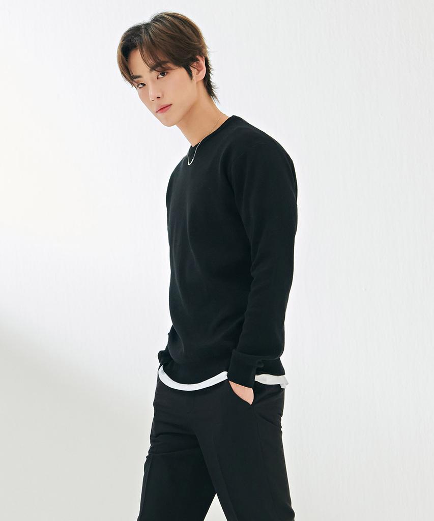 CHASECULT Men'S Modified Texture Round Sweater-Dark5211B03