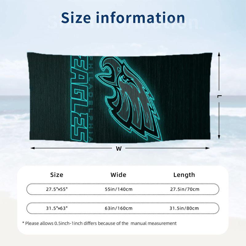 Philadelphia Eagles Fashion Beach Towel Portable Soft Quick Dry Towel For Swimming Camping Holiday Use