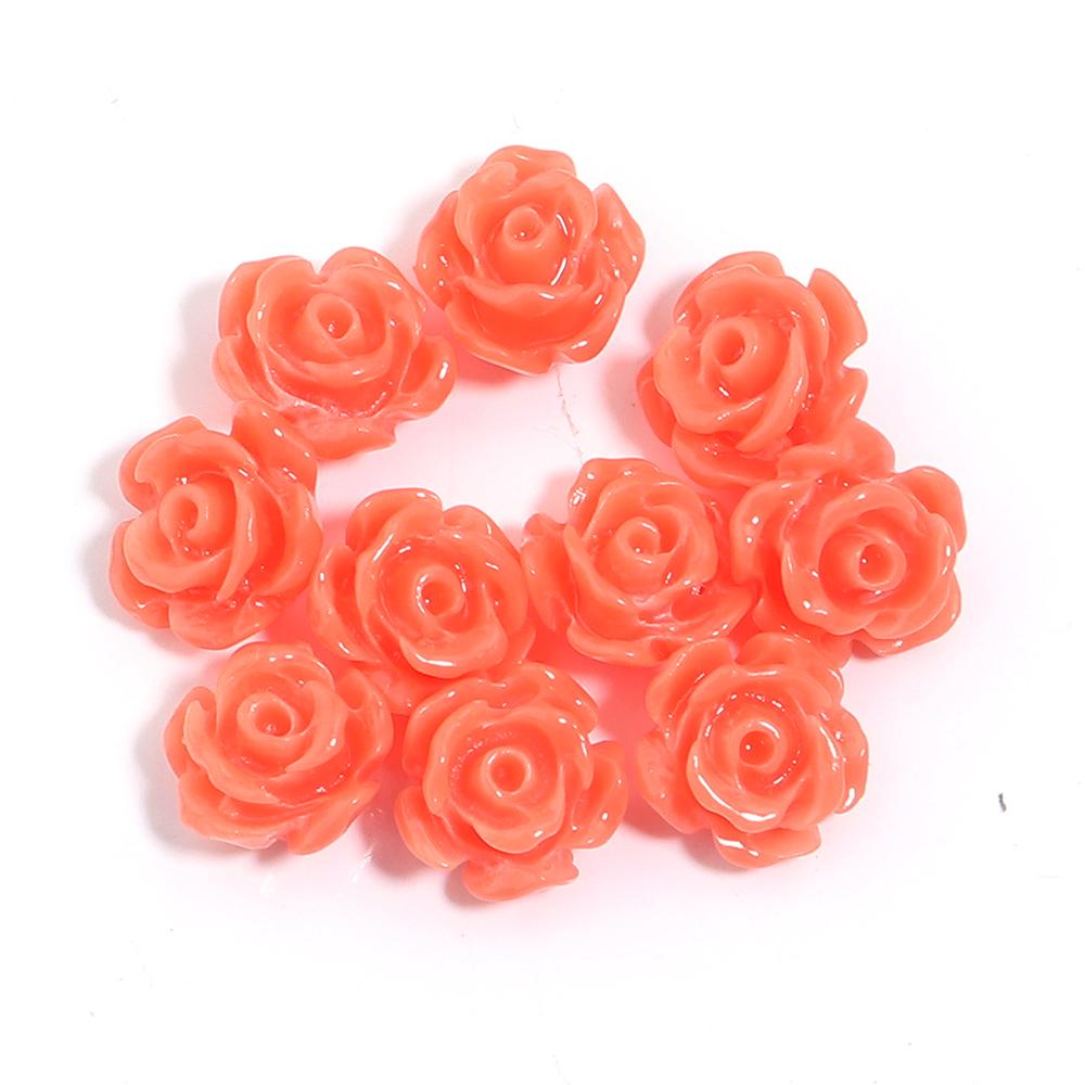 10pcs/lot 6 8 10 12 15mm Colored Resin Beads Imitating Coral Flower Charm Loose Beads For DIY Handmade Fashion Bracelet Necklace