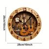 2D Flat Guitar & Music Wooden Round Silent Hanging Wall Clock, For Living Room, Office, Study Room, Bedroom, Home Decoration.