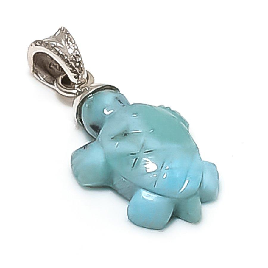 

Natural Larimar Gemstone Handmade 925 Sterling Silver Jewelry Pendant 1.26 J1s20