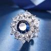 Fashion Luxury Sapphire Jewelry Set for Women Inlaid Water Drop CZ Blue Gemstone Flower Pearl Pendant Necklace Ring Earrings