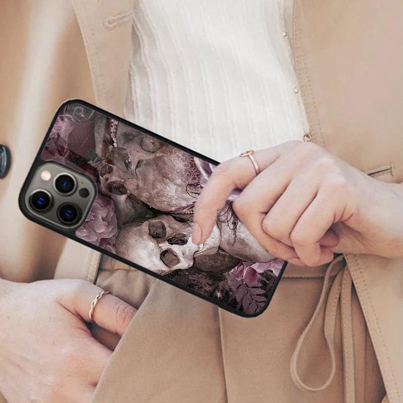 Skull Pink Roses Magnetic Phone Case For APPLE iPhone 17 Air 16 14 13 12 Pro Max 15 Plus Wireless Charge With MagSafe Cover