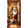 Christmas Door Cover Decoration Santa Claus Elk Open Door Welcome Christmas Background Indoor Outdoor Porch Banner Party