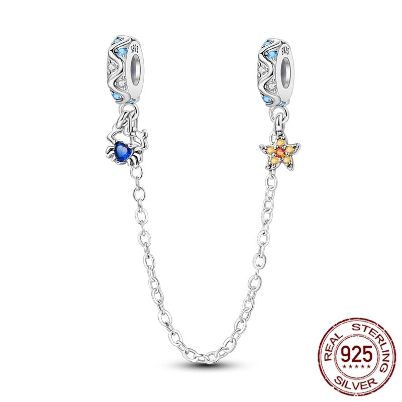 Copper Stars Moon Sun Clover Safety Chains Pendant Charms Beads Fit Original Bracelets Diy Jewelry Gift For Women