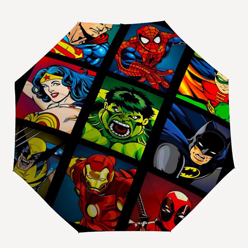

1PC Superheroes Comics Automatic Open/Close, 8-Rib Durable Frame Compact Travel Umbrella for Men & Women S1222054