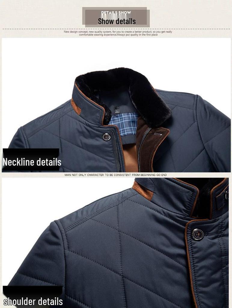 2025 Winter Men's Thickened Cotton Jacket with Stand-up Collar