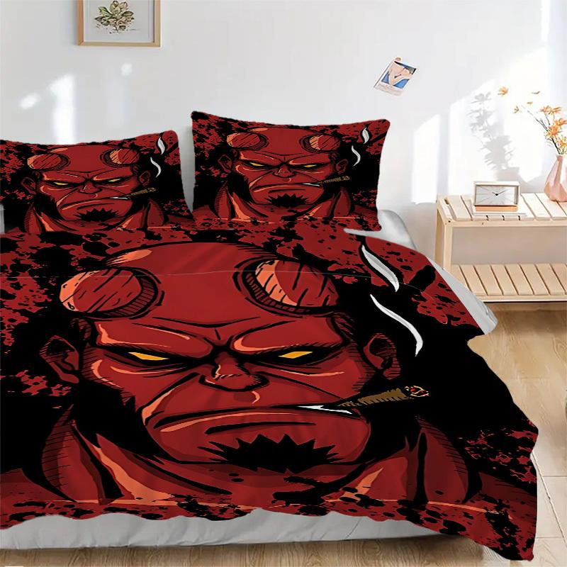 3pcs bedding set Hellboy, Demon Includes 1 Comforter + 2 Pillowcases, Without Pillow Inserts, Soft Comfortable, Lightweight Breathable, Prin