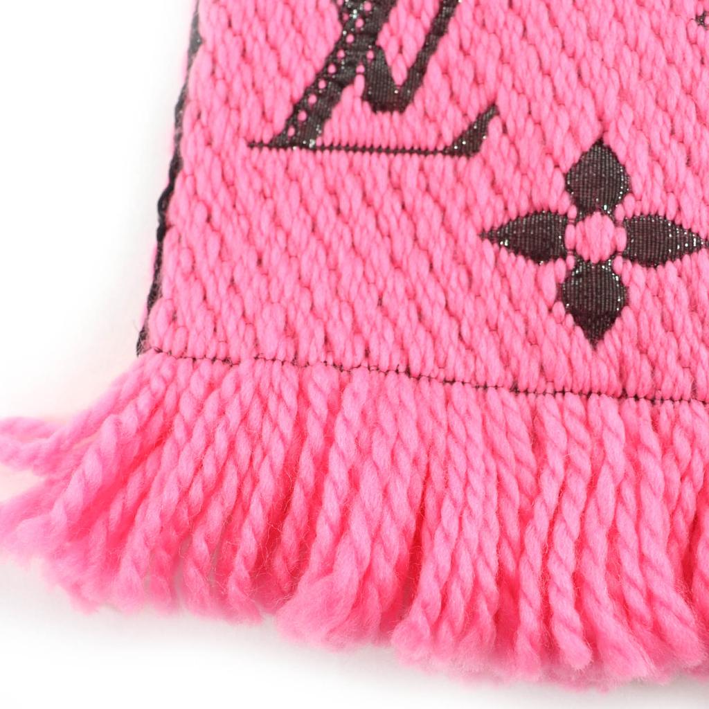 Excellent LOUIS VUITTON Scarf Escalp Logo Mania Shine Virgin wool Women M76070 Used