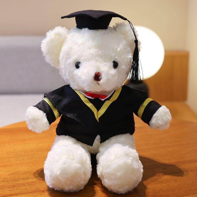 PhD Graduate Teddy Bear with Gown & School Emblem Logo