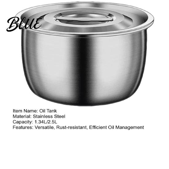 Oil Storage for Frying Bacon Grease Container with Strainer 1.34/2.5L Stainless Steel Heavy-Duty Butter Kitchen Dispenser Melting Pot Essential