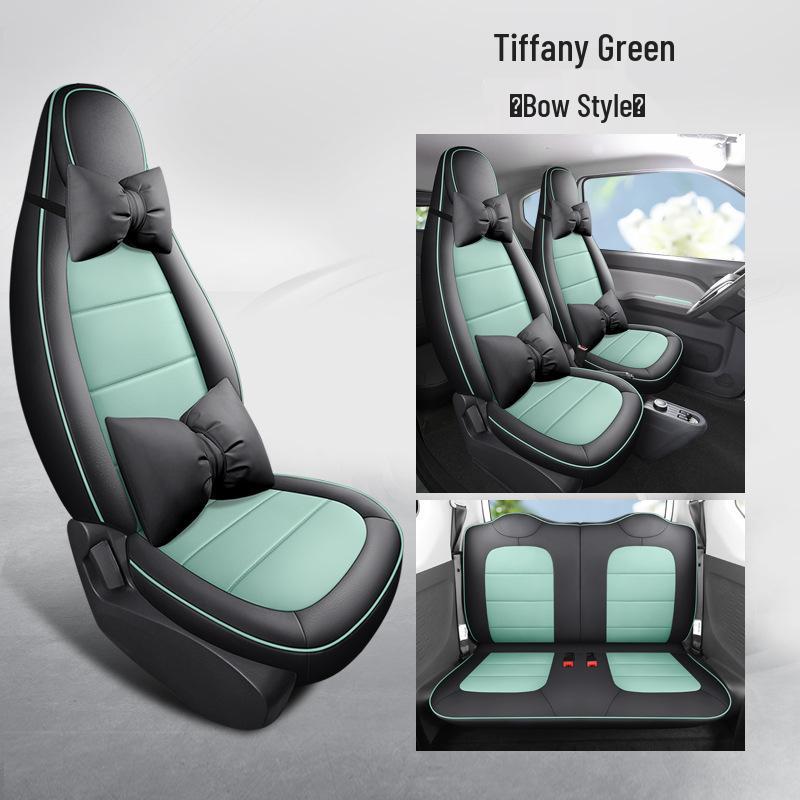 Wuling Mini Cute Cartoon Leather Car Seat Cushion Cover - Universal Fit, All Seasons