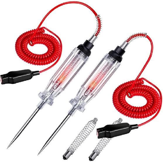 Heavy Duty Automotive Circuit Tester, Premium 6-24V Test Light With Extended Spring Test Leads & Sharp Piercing Probe, Circuit Voltage Tester With