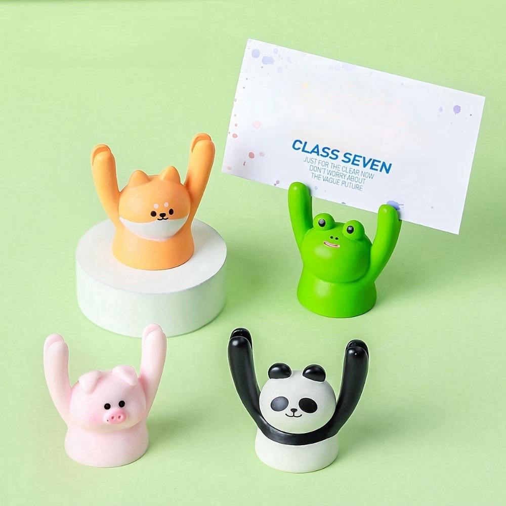 4pcs Charming Animal Note Holders ,Animal Designs with Raised Hands for Desk,Car Decor,Ideal Furniture Decoration,Display Stand