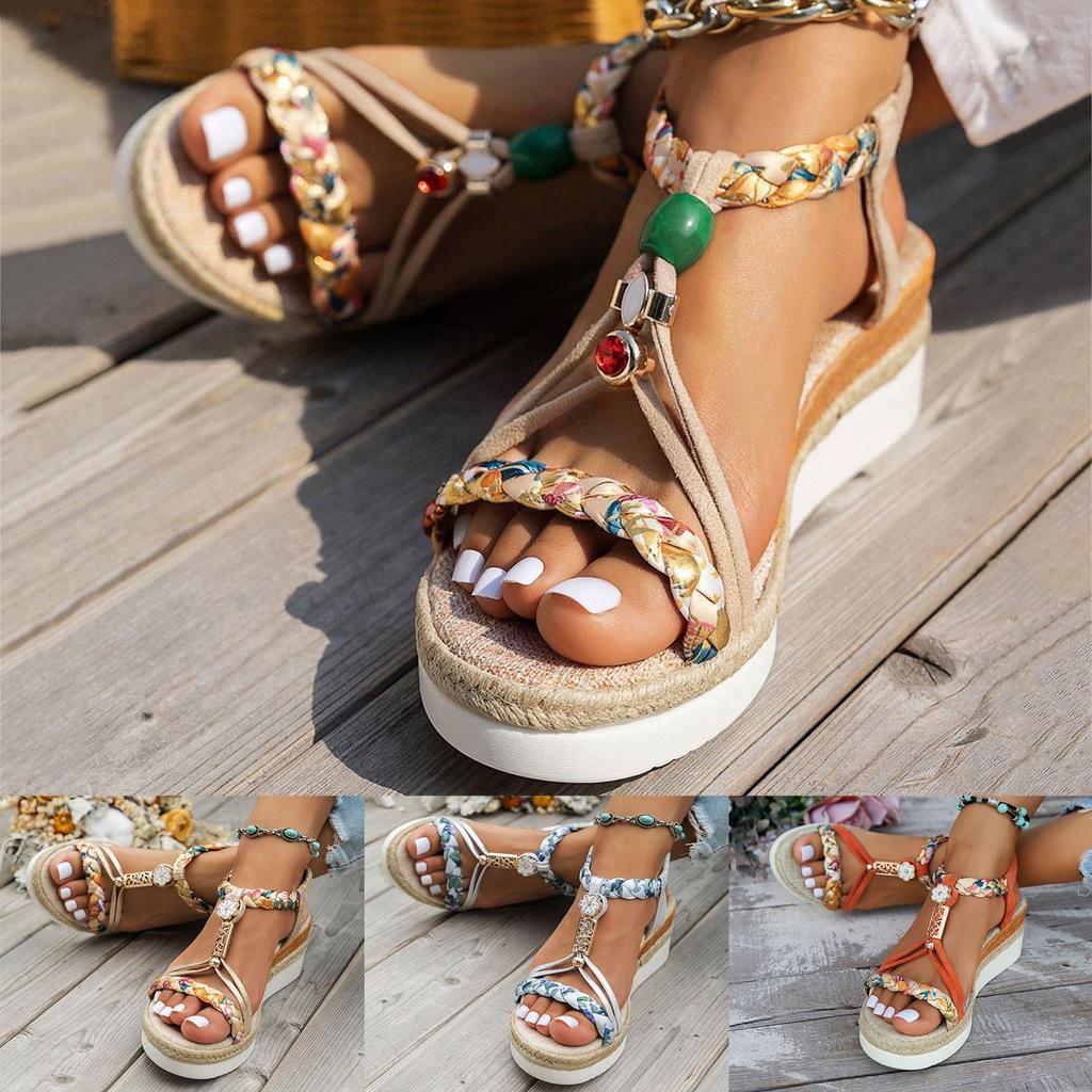 Crystal Sandals For Women Thick Soled Wedge Heeled Women'S Shoes Fashionable Casual Outerwear Sandalias De Mujer Verano 2026