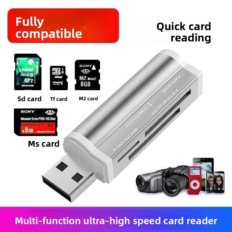 Four-in-one Aluminum Alloy Lighter Card Reader Multifunctional SD/TF/MS Mobile Phone Camera Memory Card Factory External