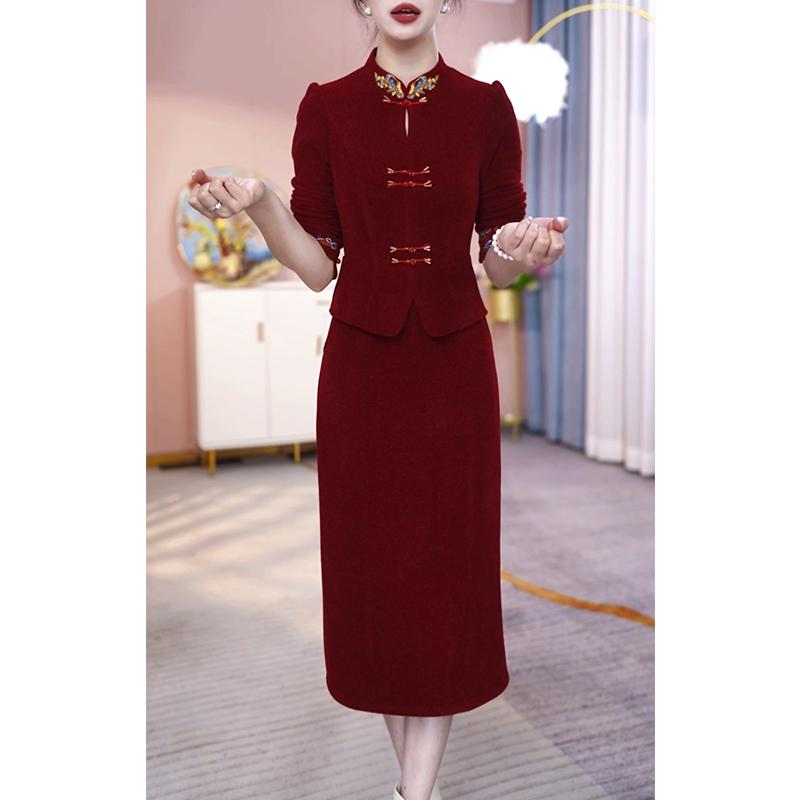 Elegant Faux Two-Piece Mother of the Bride Dress - Autumn/Winter Collection