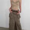 Cowboy-Western-Stil Gürtel Jeansrock Kunstleder Bund verstellbare Länge Multi-Loch-Design braun breiter Gürtel