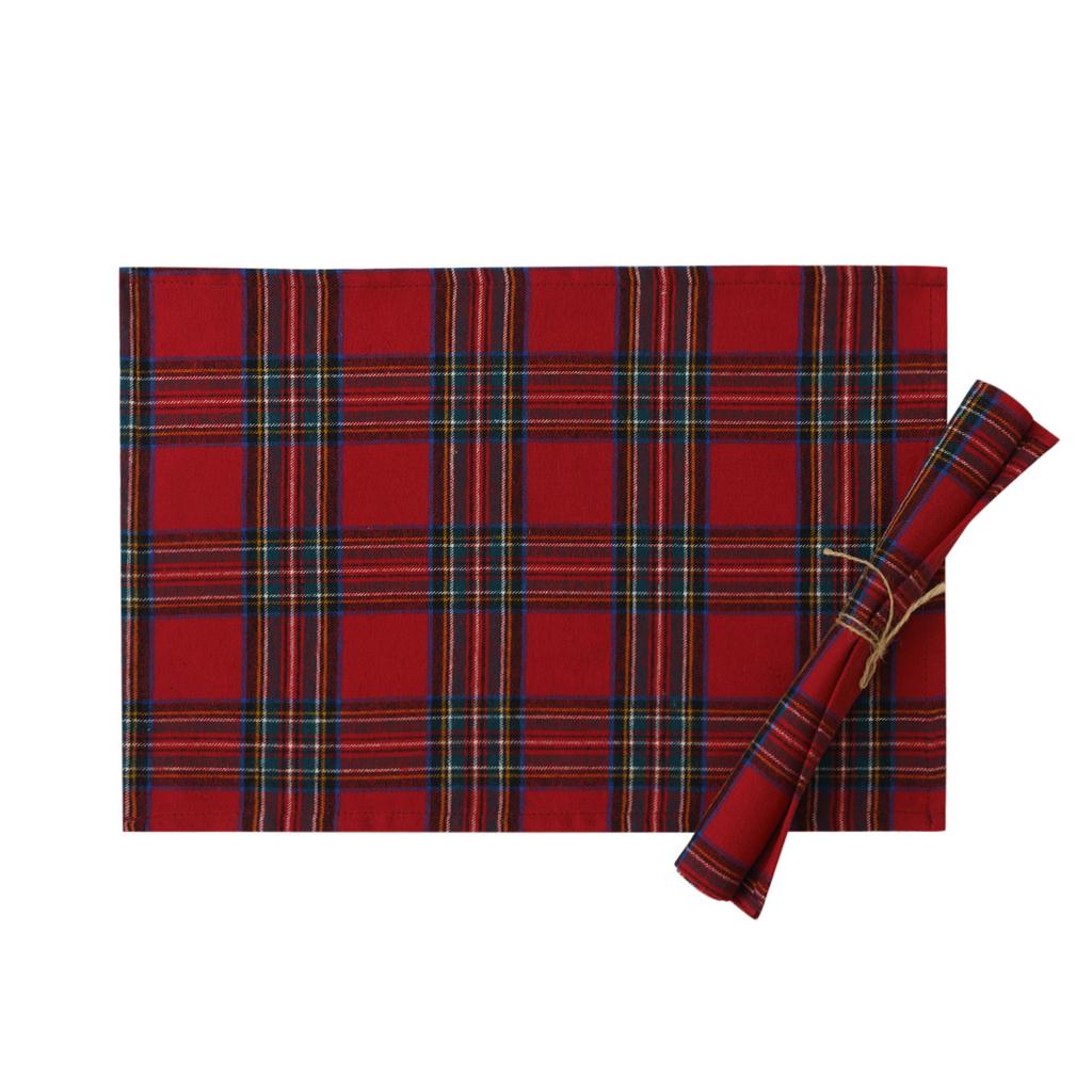 2026 1PC Red Tablecloth Plaid Table Runner Placemat Heat Insulation Mat Christmas Fabric High Temperature Resistant Home Coaster Decoration
