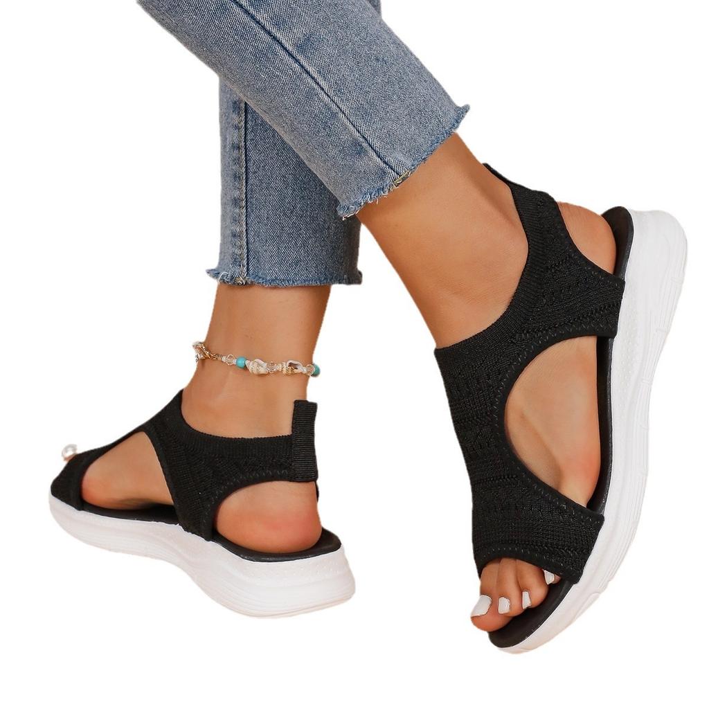 Summer Fish Mouth Casual Foot Cover Fly Knitting Sandals Flat Comfortable Sports Casual Sandals Women
