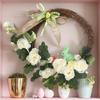 Easter Door Wreath Artificial Flower Easter Wreath Ornament Farmhouse Rustic Wreath Indoor Outdoor Spring Season Decoration For