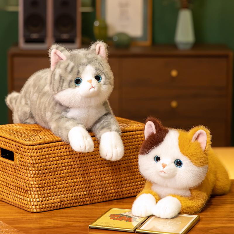 Dudu Party Posture Three Flower Cat Plush Toy Cute Striped Cat Home Decoration Children's Doll Birthday Gift