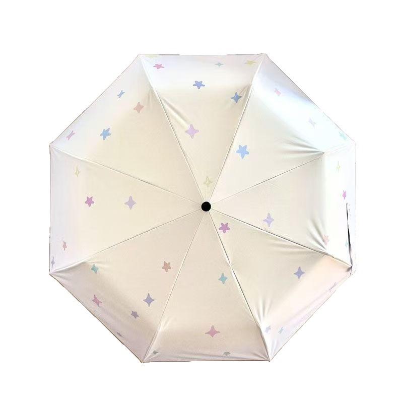 Star tri-fold umbrella, girls' umbrella, sunscreen, UV protection, high value, small, fresh and light, automatic vinyl umbrella
