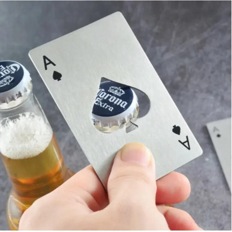 Poker Bottle Opener Portable Stainless Steel Bottle Opener Ace of Spades Credit Card Bottle Opener Cocina Accesorio Cheap