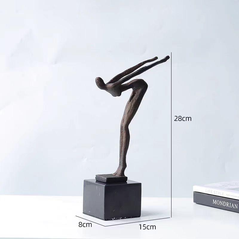 Metal Handicraft Creative Movement Figure Diving Sportsman Abstract Sculpture Swimming Metal Figurine Home Decoration