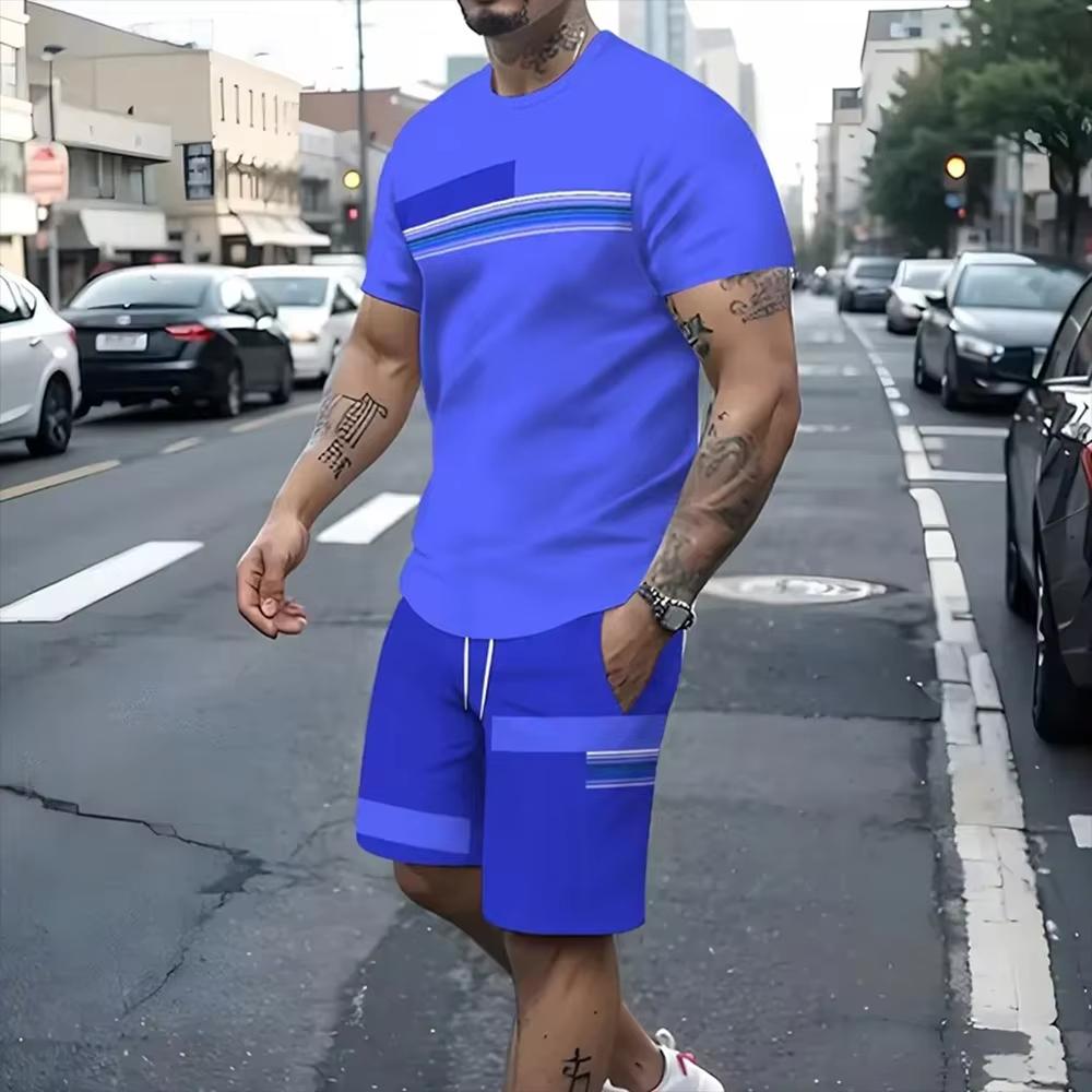 Ținuta de trening pentru bărbați cu valoare ultra-înaltă, tricou cu imprimeu 3D, pantaloni scurți, costum bărbați, set supradimensionat, 2 piese, haine